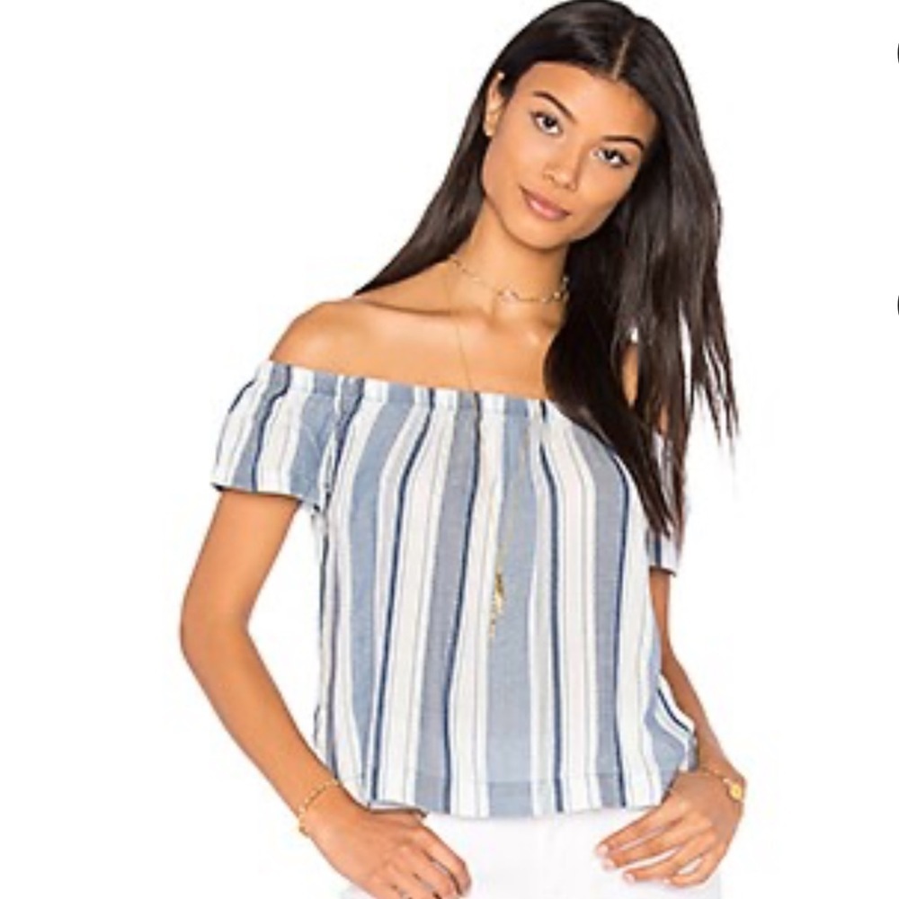 Bella Dahl Off the Shoulder Top Sz Large in Blue Skies